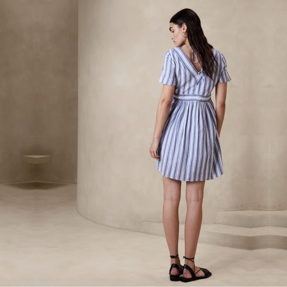 Banana Republic blue & white striped short sleeve cotton dress – XS NWOT - Picture 3 of 6